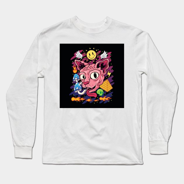 PLAYFUL CAT Long Sleeve T-Shirt by ARTS BY DARREL